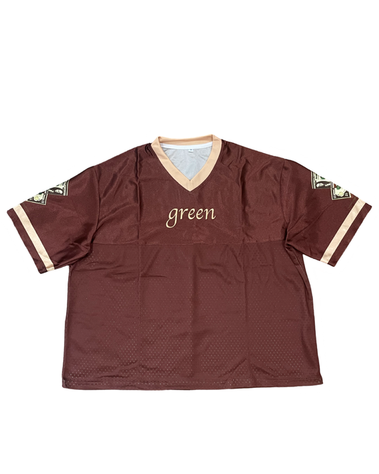 "PARLAY" BROWN CROPPED FOOTBALL JERSEY