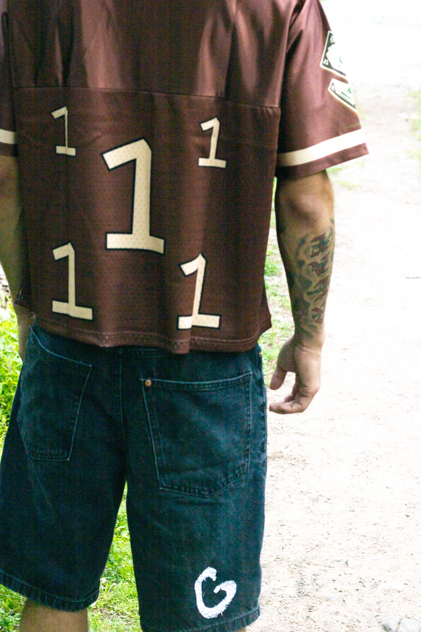 "PARLAY" BROWN CROPPED FOOTBALL JERSEY